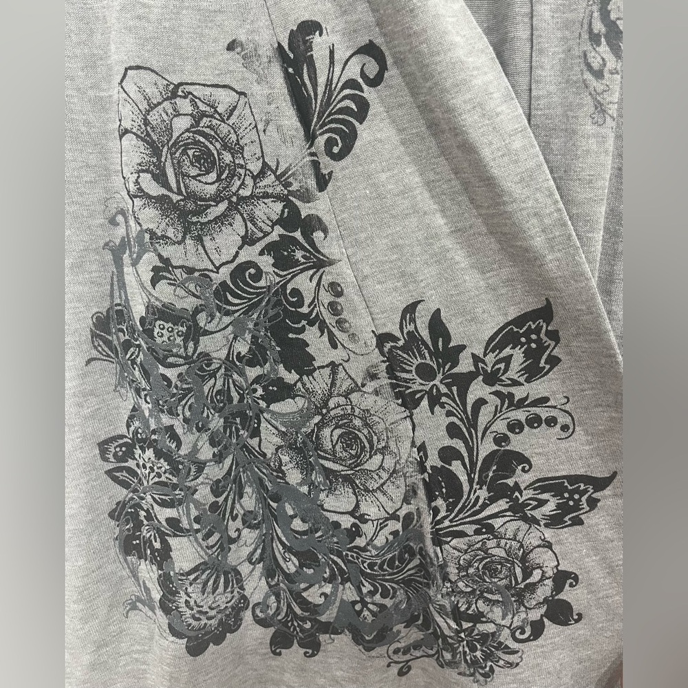 Docal Size S Grey & Black Embellished Open Front Cardigan. - Picture 8 of 11